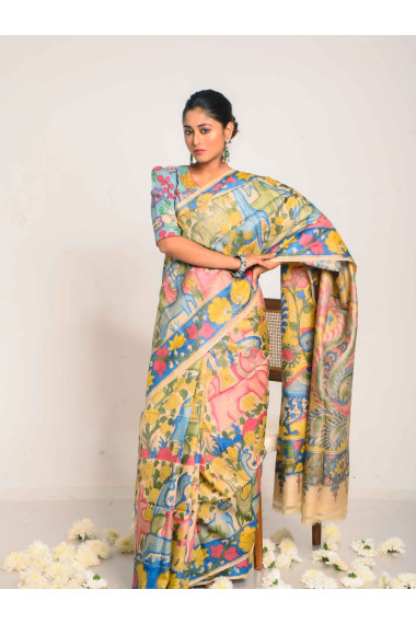 BSHP52 - Tussar Kalamkari Saree in Shades of Beige
